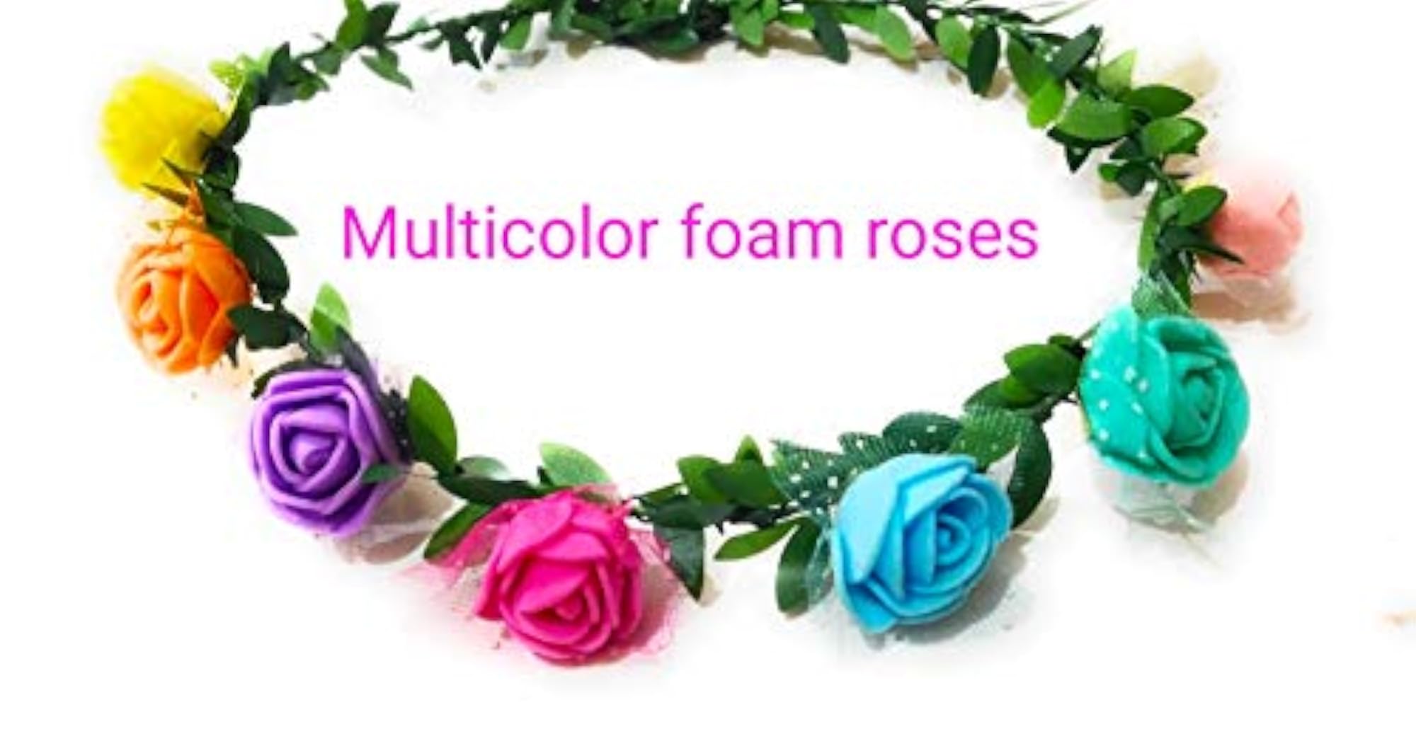 Multicolor Foam Flower Floral Tiara with Adjustable Ribbon for Girls